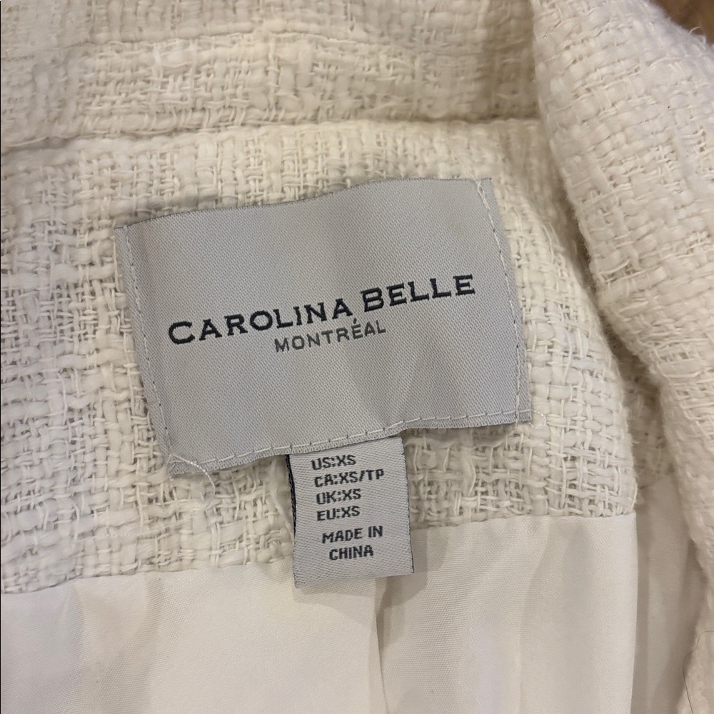 Fringe Moto Jacket Blazer White by Carolina Belle Size XS - Picture 3 of 6